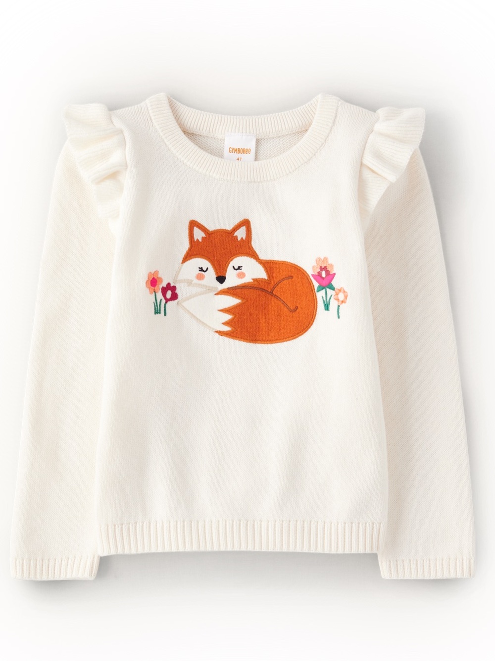 Girls Embroidered Fox Sweater